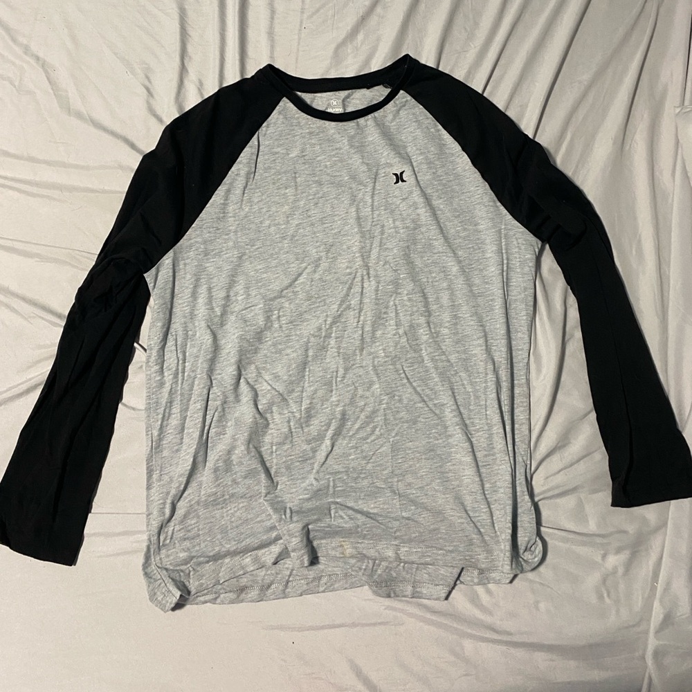 Men’s Hurley Black and Gray Raglan Long Sleeve Tee Shirt